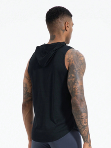 Alta calidad para hombre moda Casual desgaste gimnasio sudaderas con capucha al por mayor sin mangas Fitness sudaderas Spandex/algodón transpirable gimnasio sudaderas con capucha - Product Image 5