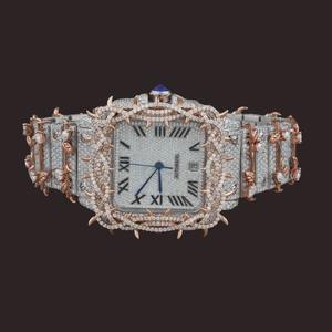 นาฬิกาข้อมือผู้ชายสุดหรูสีโรสโกลด์ ประดับเพชรโมอิสซาไนต์ VVS คุณภาพสูงจากห้องปฏิบัติการ ดีไซน์พรีเมียม พร้อมกลไก ETA แบบกำหนดเวลาได้ - Product Image 1