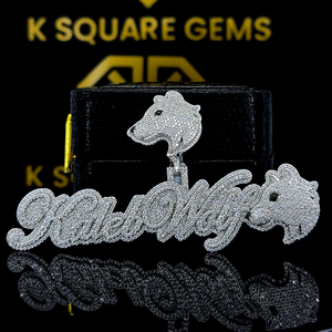 Colgante Hip Hop con letras personalizadas, nombre de la suerte personalizado, colgante con número de Hip Hop para hombre, joyería Ice Out Hip Hop, plata 925 - Product Image 1