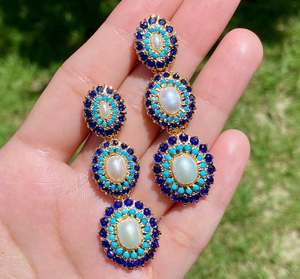 Pendientes de Cuentas Personalizados Bordados con Piedras, Lentejuelas y Cuentas, Joyería Festiva para Mujer al Mejor Precio - Product Image 6