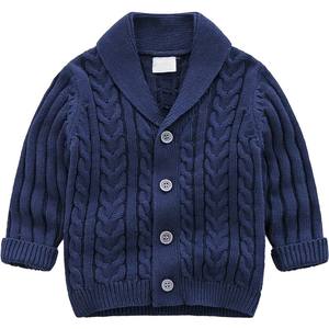 Cárdigan de Manga Larga con Cuello Chal para Bebés Niños, Tejido de Invierno Grueso de Algodón/Acrílico, Transpirable, Ecológico, Antiencogimiento y Antiarrugas - Product Image 1