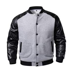 Personalizado verde blanco de calidad superior de los hombres de la Universidad chaqueta de béisbol de moda Botón de lona de cuero manga Letterman Varsity chaquetas - Product Image 6