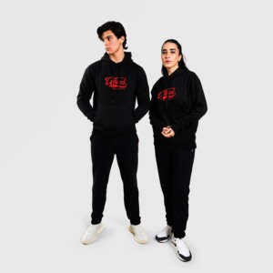 Sweat à capuche court noir 100 % coton United en tissu French Terry, broderie 3D et impression sérigraphiée à motif uni - Product Image 4