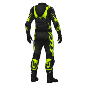 Traje de Motociclismo de Dos Piezas MotoCP de Cuero Vacuno/Canguro Negro y Amarillo para Hombre/Mujer, Mono de Carreras de Cuero para Motocicleta, Protector CE - Product Image 2