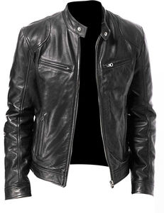Veste en cuir OEM Cafe Racer à coupe ajustée pour hommes Veste en cuir au design personnalisé pour hommes Vestes de motard en cuir tendance - Product Image 3