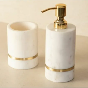 Marble Bathroom <b>Set</b> <b>Soap</b> Dispenser High Quality Custom Bathroom Accessories <b>Set</b> Best Selling Sale - Product Image 2