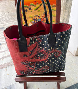 Bolsa de Algodón Ecológica con Estampado Kantha, Hecha a Mano por Artesanos Indios, Bolso de Mano para Mujer, para el Mercado, Compras, Playa, Almacenamiento - Product Image 5