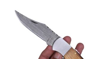 มีดราจปุตคุณภาพสูง เกรดอุตสาหกรรม เหล็กดามัสกัส มีดพับใบมีดทรงหยดน้ำ ขอบตรง ด้ามไม้ ขนาด 19 ซม. - Product Image 6