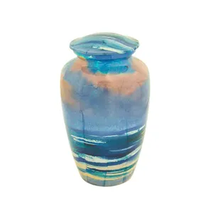 Urne funéraire moderne en laiton pour cendres humaines, motif soleil, artisanale, finition brillante, écologique, capacité 3-4L, adulte - Product Image 6