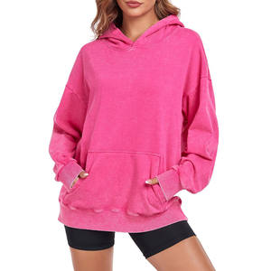 Sweats à capuche délavés pour femmes Vintage Heavyweight 100% Cotton Acid Washed Hoodies For Man Oversized Unisex Full Sleeve Length Hoodies - Product Image 3