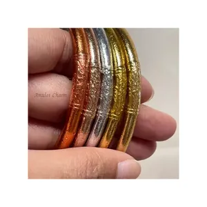 Hete Verkoop Beste Kwaliteit Premium Kwaliteit Bladgoud Armband Pvc Rubber Mantra Armband Boeddhist Uit Thailand