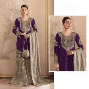 Heavy Georgette Pakistani Salwar Suit for <b>Wedding</b> Parties Embroidered Floral Chiffon Washable Beautiful Sequence Work - Product Image 6