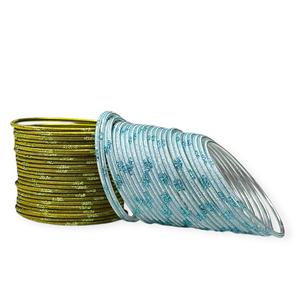 Trendy Emerald Cut Imitation <b>Pearl</b> <b>Gold</b> Plated Colorful Metal Bangles for Women and Girls Wedding Set at Wholesale Price - Product Image 2