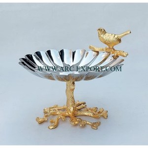 Nouveaux bols de vaisselle de forme ronde en acier en métal fantaisie avec conception d'arbre en gros - Product Image 2