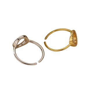 Bague ajustable pour femme en argent sterling 925 de luxe avec zircon, design clou, tendance, en acier inoxydable, incrustation rhodium - Product Image 1