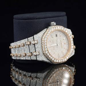 Montre élégante de luxe automatique entièrement sertie de diamants HPHT cultivés en laboratoire pour hommes, verre saphir, affichage analogique - Product Image 4