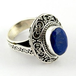 Bagues en argent sterling 925 Shri Ashapura Jewels, superbes, forme ovale, serti bleu, style bohème, certifiées par une tierce partie, nouveauté - Product Image 1