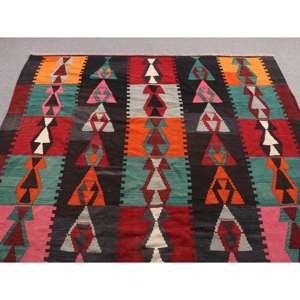 พรมตุรกีวินเทจ ขนาด 6.2x8.9 ฟุต พรมคิลิมสีแดง พรมขอบใหญ่ - Product Image 4