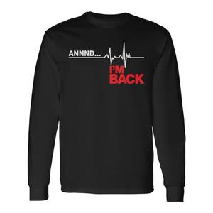 Sopravvissuto a una chirurgia al cuore e sono di nuovo qui! Maglietta a Maniche Lunghe con Motivi Cardiaci ed ECG, Prodotto Promozionale - Product Image 1