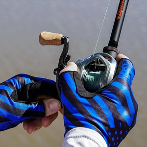 Guantes de Pesca de Medio Dedo Azules con Estampado por Sublimación - Unisex para Todas las Estaciones - Cierre de Gancho y Bucle - Antideslizantes - Product Image 5