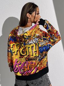 เสื้อกันหนาวมีฮู้ดโอเวอร์ไซส์สำหรับผู้หญิงสีพื้นระบายอากาศลำลองฤดูหนาวกลางแจ้ง - Product Image 3