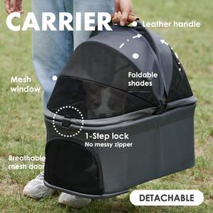 Cochecito de diseño para mascotas con mango suave, agarre cómodo y freno de pie trasero para un transporte seguro, de diseño de la marca de la - Product Image 5