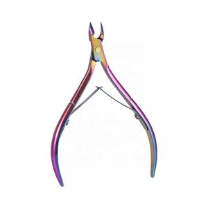 Pinzas para cutículas de uñas afiladas de arcoíris de acero inoxidable profesional pinzas para cutículas de doble resorte profesional recortador de cutículas - Product Image 1