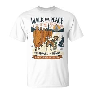Camiseta Vintage Zen 2025-2026 'Walk for Peace Monks Dog USA Journey' Estilo Vintage Promocional - Product Image 1