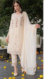 Nouveau multicolore pakistanais Georgette broderie lourd kaki travail Salton bas broderie Salwar Kameez pour les femmes fête séchage rapide - Product Image 3