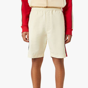 Shorts Bermuda pour homme de qualité supérieure, couleur crème, avec bande latérale rouge, taille élastique, vêtements décontractés - Product Image 1