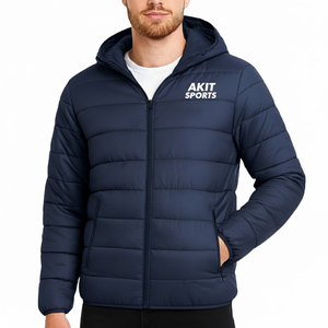 Veste d'hiver matelassée à capuche de haute qualité, nouvelle conception, vente en gros, pour hommes, marque privée, coupe-vent, respirante, logo frontal - Product Image 1