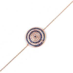 925 Sterling <b>Silver</b> Fine <b>Charm</b> <b>Bracelet</b> with Large Evil Eye Luxury Accessory - Product Image 3