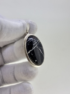 Colgantes Solitarios de Plata de Ley 925 Bañada en Plata, Hechos a Mano, con Turquesa Étnica de Búfalo y Engaste de Bisel, Venta al por Mayor para Bodas - Product Image 4