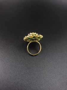Anillo de cóctel de lujo hecho a mano con flor nano, chapado en oro de 18 quilates y plata de ley 925, joyería nupcial india - Product Image 5
