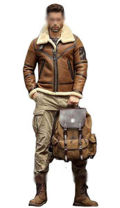 Chaqueta de Piel para Hombre, Chaqueta Bomber de Cuero Original, Chaqueta de Invierno de Cuero Genuino con Forro de Piel, Personalizable - Product Image 4