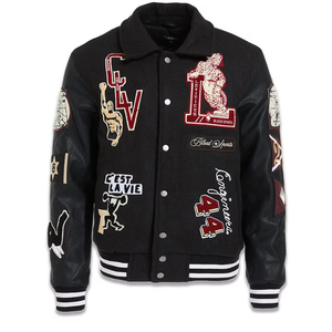 Fabricant ODM, veste de baseball universitaire de haute qualité, veste de baseball varsity en cuir avec patchs brodés en chenille, veste varsity pour hommes - Product Image 2