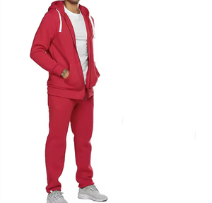 Survêtement en molleton respirant imprimé rouge uni très demandé, idéal pour l'entraînement et le streetwear - Product Image 3