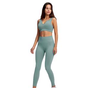 Conjunto de Leggings y Sujetador Deportivo con Logotipo Personalizado de Alta Calidad, 100% Algodón, Tallas Grandes, Cintura Elástica, Conjuntos de Yoga para Mujer - Product Image 1