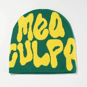 Bonnet Jacquard Vert et Jaune Accessoires à la Mode pour Hommes et Femmes Marque FZ - Product Image 1