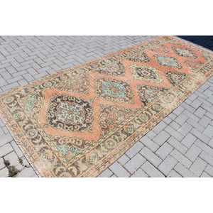 Alfombra Turca de 4.6x12.2 pies, Alfombra Vintage con Borde Rojo de Lana - Product Image 2