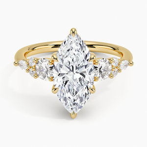 Bagues de fiançailles en diamant taille marquise, style Art Déco vintage, or jaune 14 carats, bagues de mariée tendance cette saison - Product Image 1