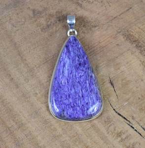 จี้รูปไข่ทำมือจากชาโรอิท เงินแท้ 925 เครื่องประดับอัญมณี สร้อยคอผู้หญิงและเด็ก ดีไซน์หรูหรา ขายส่ง - Product Image 3