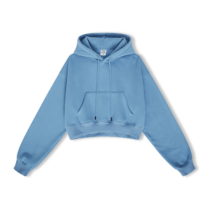 Qualité supérieure personnalisée femmes haut court à capuche décontracté femmes sweats à capuche pull recadrée surdimensionné femmes sweats à capuche - Product Image 5