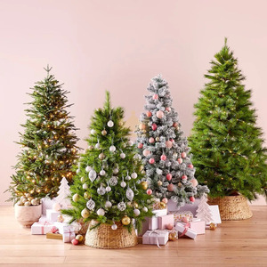 Collier d'arbre de Noël en rotin tissé à la main gris rond en gros jupe d'arbre en osier pour la décoration de Noël - Product Image 6