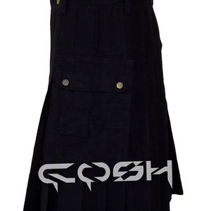 พรีเมี่ยมสีดำยูทิลิตี้ Kilt ผ้าฝ้ายทนทานมีกระเป๋า | ชุดทำงานแบบสก็อตที่ทันสมัยสำหรับการเดินป่าและกิจกรรม - Product Image 2