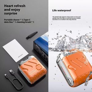 Afeitadora Eléctrica Rotativa Portátil para Hombre, IPX7 Impermeable, Inalámbrica, para Uso en Seco/Húmedo, Recortadora de Barba con Doble Cuchilla, USB, Recargable - Product Image 1