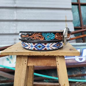 American Premium Leather Cowboy Designer Beaded Alloy Hombres Personalizable Western Fashion Bling Luxury Cow Hide Floral Hand - Product Image 5