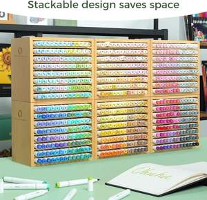 Organisateur de marqueurs en bambou Ohuhu, rangement de bureau en bois pour 112 marqueurs, organisateur de papeterie, porte-crayons - Product Image 6