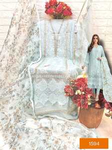 ชุดสูทผ้าออร์แกนซ่าปักลายสำหรับผู้หญิงชุดเดรสผ้าฝ้ายสไตล์อินเดียสำหรับปาร์ตี้ในซัลวาร์ - Product Image 2