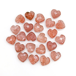 Cuarzo de fresa natural facetado tallado a mano en forma de corazón piedras preciosas fabricación de joyas 8mm cuarzo de fresa piedras preciosas sueltas Briolette - Product Image 2